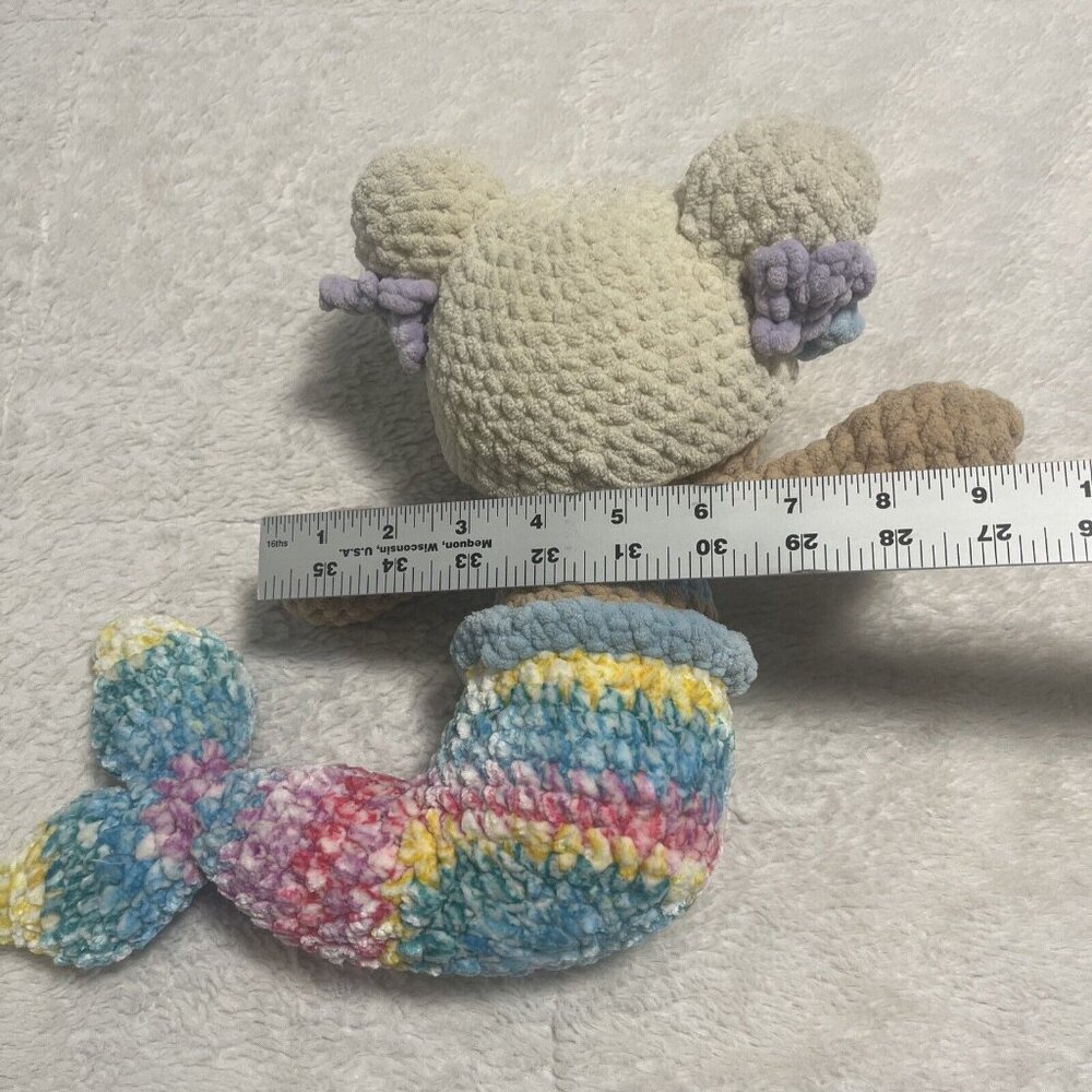 Sandy Beach Multicolor Mermaid - Crochet Stuffed Yarn Plushie - Handmade NWOT - Picture 9 of 9